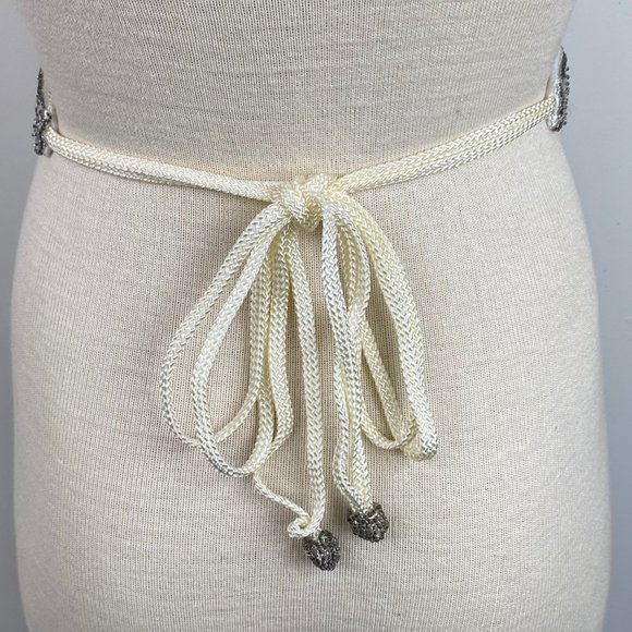 Vintage Giani Bernini Silver Sequin Tie Belt One Size 62" total length - Picture 6 of 10